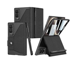 Étui de protection pour Samsung Galaxy Z Fold8, porte-stylo avec verre de | Aspect cuir synthétique, protection des charnières, protection à 360 degrés, aspect mat, porte-stylo inclus