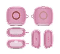 Étui de Protection pour Soundcore Liberty 5 Pro Boîte de Rangement en TPU Housse de Transport de Voyage Antichoc et Antipoussière avec Crochet en Métal，Transparent Pink