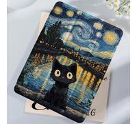 Étui de protection pour tablette avec motif chat noir, avec le thème de La Nuit étoilée de Van Gogh et un paysage de rivière, compatible avec iPad 9.7/10.2/10.5/10.9/12.9/Pro 11 (10e génération), Gala
