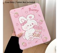 Étui de protection pour tablette avec support, motif lapin blanc, nœud papillon et thé au lait avec effet peint, compatible avec Honor 8/9/10/X8/X8A/X9/X8Pro/X9Pro/ MatePad Se 11 pouces/MatePad 11 pou