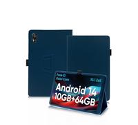 Étui de protection pour tablette Blackview Mega8 Android 14 avec dragonne, support et fonction anti-chute - Design fin et simple - Bleu