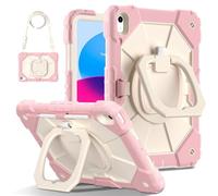 Étui de protection pour tablette Case For iPad 11th Generation A16 11 inch 2025 Rugged Shockproof Cover,Protective Case W 360 Swivel Kickstand+Hand Strap+Shoulder Strap Protection robuste(Rose Gold)