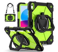 Étui de protection pour tablette Case For iPad 11th Generation A16 11 inch 2025 Rugged Shockproof Cover,Protective Case W 360 Swivel Kickstand+Hand Strap+Shoulder Strap Protection robuste(Green 3)