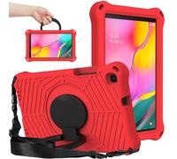 Étui de protection pour tablette PC compatible avec Samsung Galaxy Tab A 8,0" 2019 SM-T290, SM-T295, anti-traces de doigts, léger et résistant aux chocs, poignée, support/bandoulière (rouge)