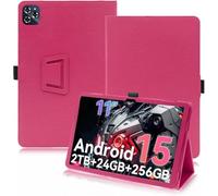 Étui de protection pour tablette TABWEE W90/T90 11" Android 14 avec dragonne, support et fonction anti-chute - Design élégant et simple Rouge rose