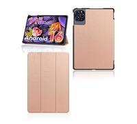 Étui de protection pour tablette Zenva T90 Android 16 11 pouces, support yystao fin avec design à trois volets, coque rigide compatible avec Zenva T90, or rose