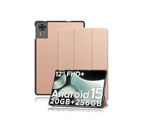 Étui de protection pour tablettes DOOGEE T36 12 pouces, support yystao fin avec design à trois volets, coque de protection rigide compatible avec la tablette DOOGEE T36, or rose