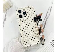 Étui de protection pour téléphone avec bord ondulé brillant peint de pois, avec accessoire de bracelet à perles, compatible avec iPhone 17pro/17Air /17/17promax16, Galaxy S26/S26PLUS, 11/12Pro/12/12X/