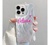 Étui de protection pour téléphone avec design signature personnalisé en forme de cœur mignon, couleur rose/abricot, miroir. Compatible avec 11 Pro/13 Pro/15 Pro Max, XR, 12, 13, 15, 16 Pro Max IPhone 
