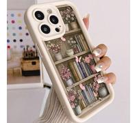 Étui de protection pour téléphone compatible avec iPhone 16/15/XR/7P8P/P12ProMax/P13ProMax/P14ProMax/P13/P14/P11/P12/P14, XS/S/XSMAX/78, motif bibliothèque et fleurs peint sur coque souple. Étui de pr