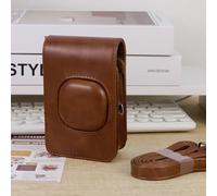 Étui de protection rétro en similicuir PU imperméable avec capuchon amovible et sangle réglable pour appareil photo Fujifilm, Instax Mini Liplay, marron