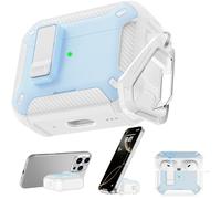 Étui de Protection RFUNGUANGO Compatible avec Les AirPods Pro 2e/1re génération avec Support de téléphone, Compatible avec la Fonction magnétique arrière,Blanc + Bleu