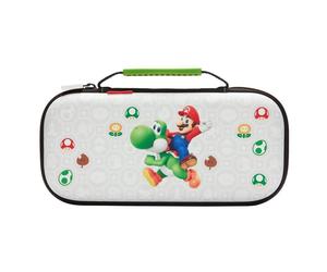 Étui de protection rigide PowerA Mario & Yoshi pour Nintendo Switch 2, coque blanche avec fermeture zippée et poignée intégrée