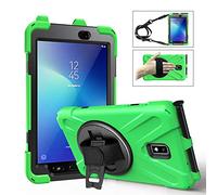 Étui de protection robuste résistant aux chocs pour tablette Samsung Galaxy Tab Active 2 8" 2017 T390/T395/T397 W avec bandoulière, béquille rotative, poignée - Vert
