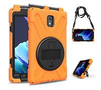 Étui de protection robuste résistant aux chocs pour tablette Samsung Galaxy Tab Active 3 8" 2020 T570/T575/T575N/T577 W avec bandoulière, béquille rotative, poignée - Orange