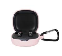 étui de protection rose pour écouteurs JBL Wave Flex, avec housse souple anti-rayures.