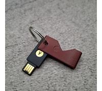 Étui de protection rouge métallisé compatible avec Yubico Yubikey 5 NFC USB-A | Étui avec fermeture à clic et anneau porte-clés pour e sécurité - Protection contre la perte et l'usure