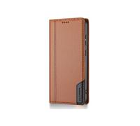 Etui de Protection Samsung Note10 Plus/+ Anti-Fraude - Housse rabat avec Porte-Cartes - Fixation Magnétique - Marron