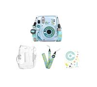 Étui de protection, sangle et autocollant pour appareil photo Fujifilm Instax Mini 11 - Ensemble 3 en 1 pour le rangement et la protection - Citron, Transparent, Coque de protection transparente