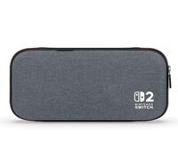 Boîtier fin PowerA pour Nintendo Switch 2 - Gris foncé chiné, sous licence officielle, coque de protection, contient 10 cartes de jeu, protection d'écran rembourrée, support de jeu intégré