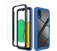 Étui De Protection Transparent 2 En 1 Pc/Tpu Pour Samsung Galaxy A03 Core - Antichoc Avec 2 Écrans En Verre Trempé 9h, Résistant Aux Rayures Et Design Ergonomique - Bleu