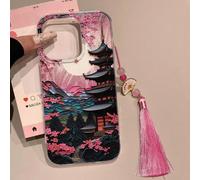 Étui de protection transparent avec motif de peinture à l'huile florale de style chinois, design élégant et mode compatible avec iPhone16/iPhone16 Pro Max/iPhone15, iPhone15 Pro Max, Galaxy P13, P14,