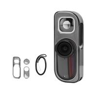 Étui de protection transparent pour appareil photo Insta360 GO3S rétro, résistant aux chocs et aux rayures, résistant aux chocs et aux rayures, gris transparent + cordon