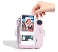 Étui de Protection Transparent pour Fujifilm Mini 12, étui de Transport Rigide pour PC avec Bandoulière Réglable, Stockage de Photos intégré, Transparent