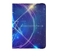 Étui de protection ultra fin en cuir bleu foncé pour passeport de voyage pour femme, Astrologie du tarot mystique bleu foncé, 1 size