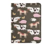 Étui de protection ultra fin en cuir synthétique pour passeport et documents de vacances en famille, accessoires essentiels de voyage, chevaux et vaches, animaux, multicolore, 1 size, Décontracté