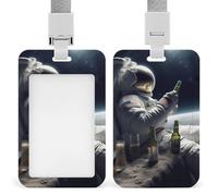 Étui de protection vertical coulissant avec porte-badge de bière - Fenêtre transparente - Pour permis de conduire et laissez-passer de bureau