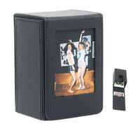 Étui de rangement compact pour photos compatible avec les appareils photo Fujifilm Instax Mini, peut contenir jusqu'à 50 photos avec poche extérieure pratique pour l'organisation quotidienne, noir