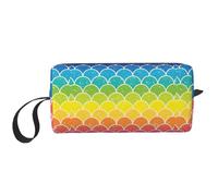 Étui de rangement de voyage avec imprimé écailles de poisson arc-en-ciel - Sac de rangement portable à fermeture éclair pour un rangement ordonné