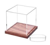 Étui de rangement en acrylique transparent pour balle de baseball, organiseur de souvenirs de sport avec base en bois, idéal pour le golf, le tennis, le softball, le salon, la chambre à coucher, le