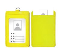 Étui de rangement en cuir synthétique pour cartes de bus, cartes d'identité, cartes de nom, pour réunions de bureau et d'affaires, jaune, One Size
