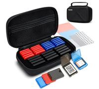 Étui de rangement en EVA PU CFexpress de type B avec 32 porte-cartes individuels en plastique pour 12 cartes XQD/CFexpress de type B et 20 cartes SD SDXC SDHC résistant à l'eau et aux chocs