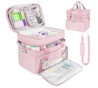 Étui de rangement pour accessoires de couture avec bandoulière, sac de rangement double couche avec 2 poches amovibles pour accessoires et fournitures de couture, grande boîte de voyage pour kit de