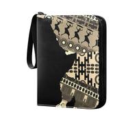 Étui de rangement pour cartes de jeu, 50 pages avec 400 emplacements pour cartes, cartes de sport, cartes à collectionner, albums, cartes d'Afrique vintage sur fond tribal ethnique patchwork