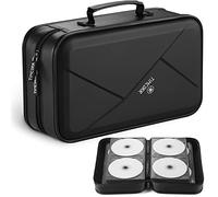 Étui de rangement pour CD et DVD : 144 boîtiers DVD de capacité portable - Classeur de protection en plastique pour la maison et les voyages (Noir)