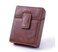 Étui de rangement pour cigarettes en cuir synthétique avec porte-briquet, étui de rangement portable pour tabac, boîte de rangement pour homme et femme (café)