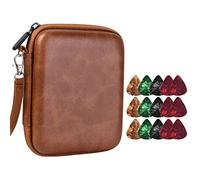 Étui de rangement pour médiators de guitare électrique acoustique avec 15 médiators de guitare, cadeau pour enfants, amis, joueurs de guitare, marron, PU Leather