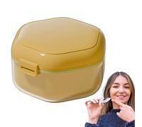 Étui de rangement pour prothèses dentaires artificielles - Boîte de rangement anti-fuite pour appareils dentaires - Support de voyage à trois couches - Récipient de nettoyage portable pour