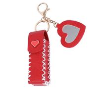 Étui de rangement pour rouge à lèvres, gloss à lèvres, porte-chapstick, pochette en cuir synthétique avec pendentif en forme de cœur, étui étanche pour baume à lèvres décoratif pour femme, Rouge,