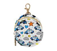 Étui de rangement pour tétine avec fermeture éclair et clip Motif voitures de police Bleu