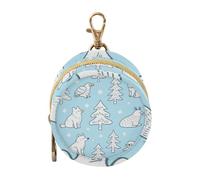 Étui de rangement pour tétine avec fermeture éclair et clip pour pièces de monnaie Motif renard et oiseau Bleu Blanc