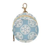 Étui de rangement pour tétine de bébé garçon avec fermeture éclair et clip porte-clés Motif flocons de neige bleus