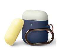 Étui de recharge sans fil Elago Duo Hang pour AirPods 2 / AirPods 1 Body-Jean Indigo / Top Classic Blanc et Jaune