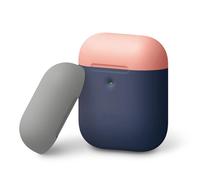 Étui de recharge sans fil Elago Duo pour AirPods 2 / AirPods 1 Body-Jean Indigo / Top-Pêche et Gris moyen