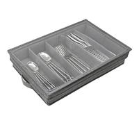 Étui de Stockage de Couverts avec Couvercle en PVC 5 Compartiment Boîte de Rangement ustensile Pliable Boîte de Rangement Argente