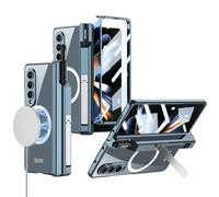 Étui de Support de boîte à Stylo galvanisé pour Samsung Galaxy Z Fold 4 5 5G Chargement sans Fil magnétique avec Couvercle de Film Avant, Bleu, pour Z Fold 4